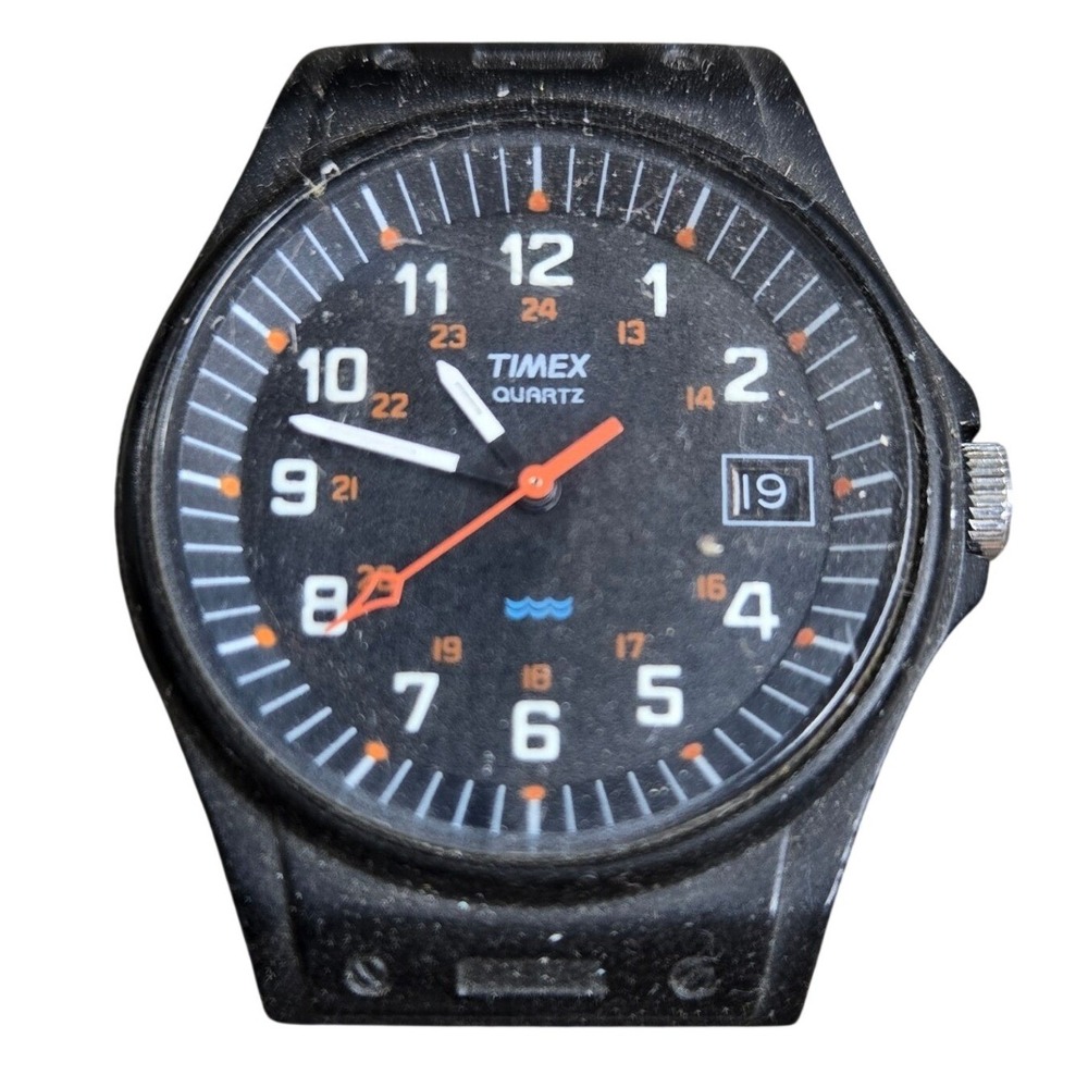 Timex Quartz Watch Head Mens 38mm Black Field Military Style Water Resistant